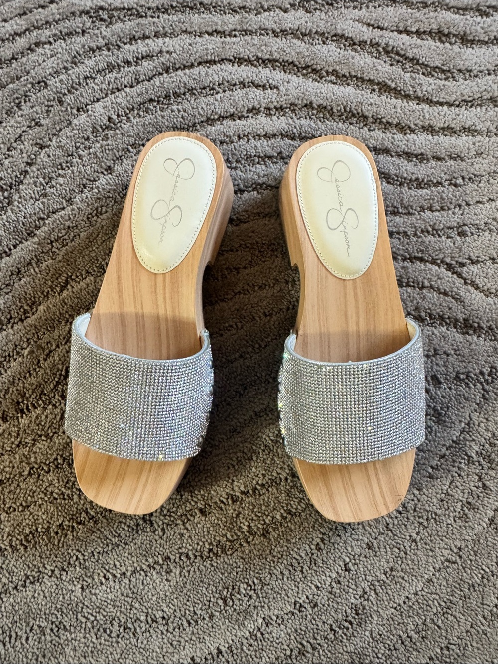 Jessica Simpson Silver Sparkle Sandals 8W